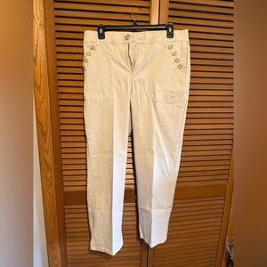 Democracy Cream Button-Accent Pants